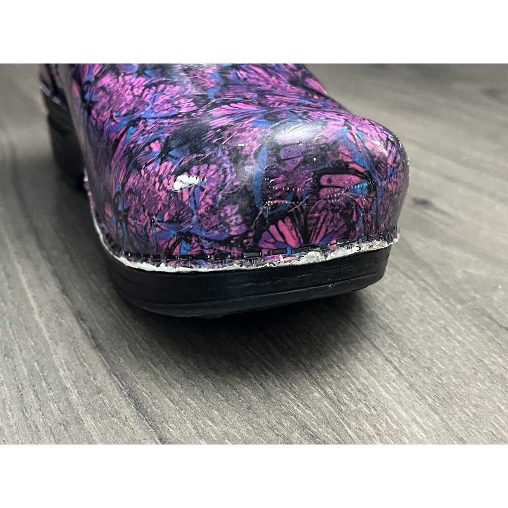 RARE DANSKO XP PATENT LEATHER PINK/BLUE PRINT CLOG 38 - Picture 8 of 13